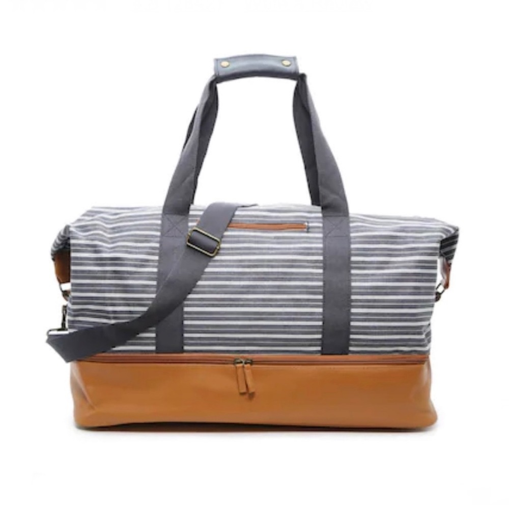 Navy Striped Weekender Travel Bag New w/Tag